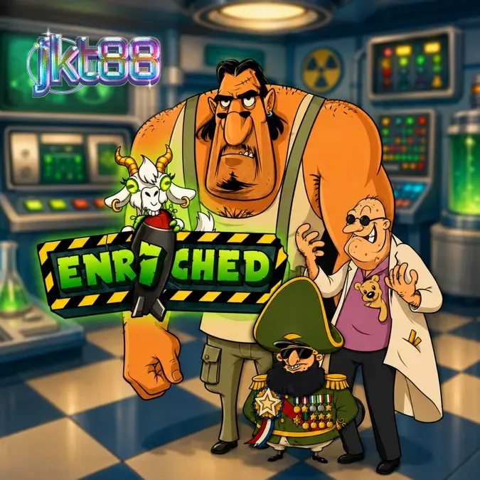 Tampilan visual slot Enriched dengan tema reaktor bawah tanah dan elemen retro